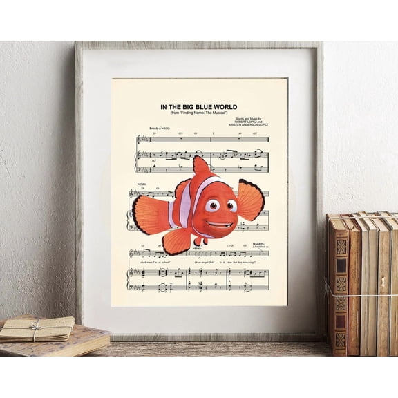 Finding Nemo MarlinThe Big Blue World Sheet Music Art Print Decor For Living Room Bedroom