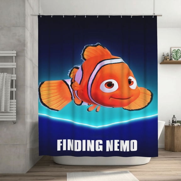 Finding Nemo Shower Curtain, Lovely Cartoon Shower Curtains Set for Kids Boys Girls College Dorm Bathroom, Waterproof Restroom Bathtub Decor Accessories with 12 Hooks 72X72 Inch Plastic