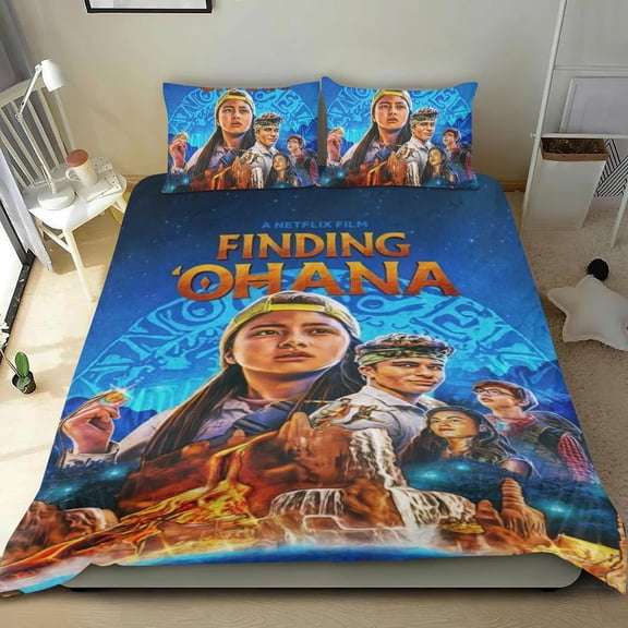 Finding Ohana Themed Bed Sheet Set Three Piece Set 53x79 In ches Comfortable And Skin Friendly Unique Design Creating A Star Studded Night Home Gifts For Family Friends fans