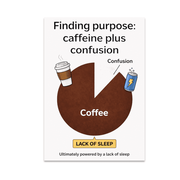 Finding Purpose: Caffeine Plus Confusion - Office Decor - 13x19 Poster Print