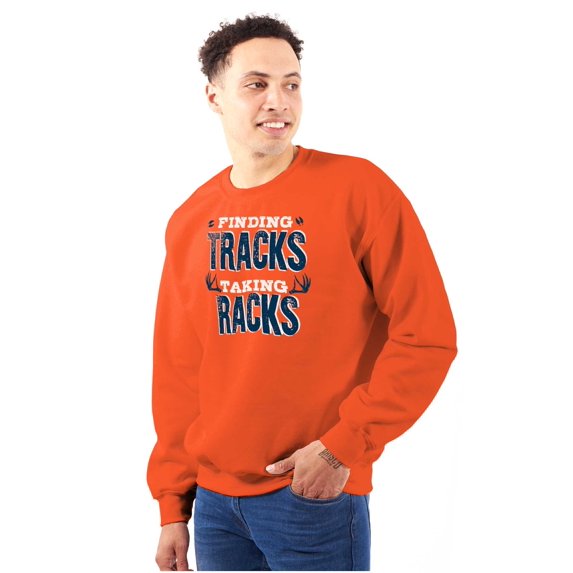 Finding Tracks Taking Racks Hunting Unisex Plus Fleece Graphic Sweatshirt Brisco Brands 2X