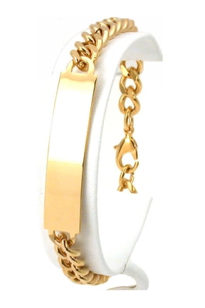 Adult Unisex Gold Plated Medical ID Emergency Info Bracelet 8 1/2"