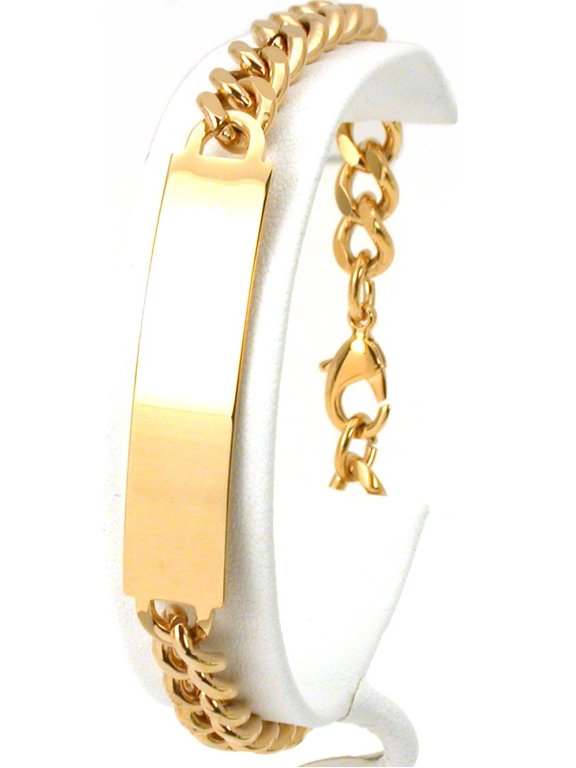 Adult Unisex Gold Plated Medical ID Emergency Info Bracelet 8 1/2"