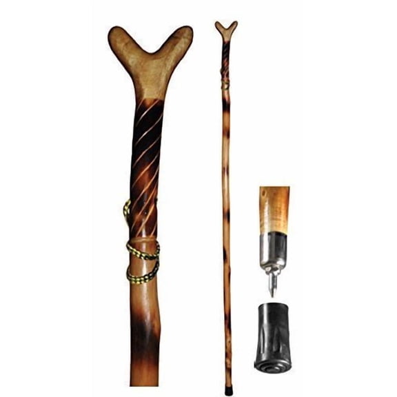 FindingKing Natural Wood Walking Poles with V Yoke for Rifle