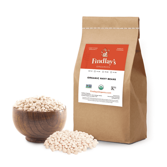 Findlay's Organics Navy Beans, USDA Organic Certified, Non-GMO, 10 Lbs.