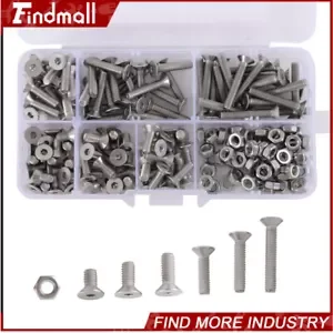 Findmall 180Pcs Metric M4 Hex Head Countersunk Bolts Screw Nut Assortment Kit