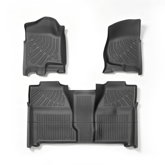 Findmall TPE Floor Mats Liners Front & 2nd 3Pcs Replacement for Silverado Sierra Crew Cab 2007-2013 All Weather Black