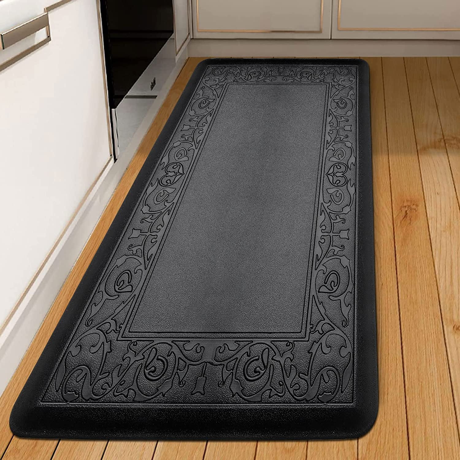  WISELIFE Kitchen Mat Cushioned Anti Fatigue Floor Mat,17.3x39,Thick  Non Slip Waterproof Kitchen Rugs and Mats,Heavy Duty PVC Foam Standing Mat  for Kitchen,Floor,Home,Desk,Sink,Laundry,Black : Home & Kitchen