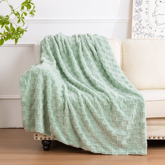 Findosom 50"x60" Sherpa Fleece Throw Blanket, Brushed Fleece Plush Flannel Blanket for Sofa Couch Bed Green