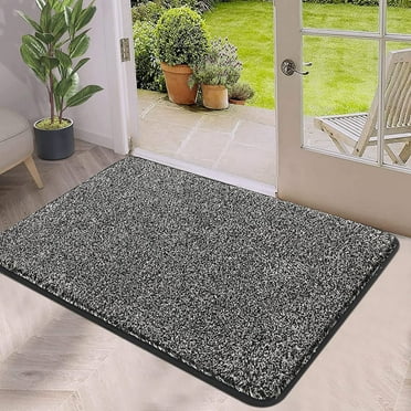 Findosom 18"x28" Front Door Mat Welcome Mats for Entryway,All-Weather Heavy Duty Resist Dirt Doormat, Absorbent Low Profile Porch Patio Entrance Mat, Washable Non Slip Outside Mat,Black