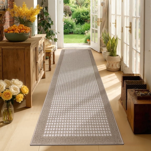 Findosom 2'x8' Hallway Runner Rug Non Slip Entryway Mat with Rubber Backing,Heavy-duty Durable Entryway Floor Mat Machine Washable Doormat,Laundry Runner Rug for Garage Kitchen,Beige
