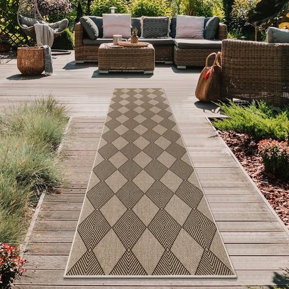 Findosom 2.6'x8' Jute Washable Runner Rug Non Slip Natural Woven Texture Floor Carpet Farmhouse Rug for Living Room,Bedroom,Kitchen,Entryway,Outdoor,Patio Rug,Stain Resistant Rustic Rugs,Brown