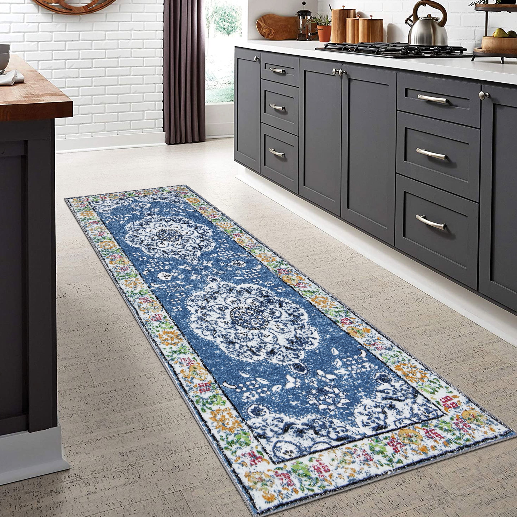 Findosom 2'X6' Boho Runner Rug for Hallway Washable Kitchen Runner Rug