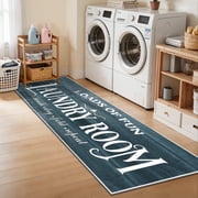 Findosom 24"x72" Farmhouse Laundry Rug Floor Mat,Non Slip Laundry Room Runner Rug with Rubber Backing Washable Indoor Floor Area Rug for Kitchen Laundry Bathroom Hallway Entryway,Tidewater
