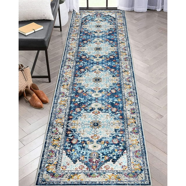 Findosom Vintage Boho 2'x10.2' Runner Rug, NonSlip, Washable, Soft