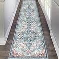 thumbnail image 1 of Findosom 2'x10' Vintage Runner Rug 0.4" Distressed Hallway Rug Non Slip Laundry Runner Rug Decor Rug Washable Runner Rug Kitchen Floor Mat Entryway Rug Runner for Laundry Kitchen Entryway, Blue, 1 of 9