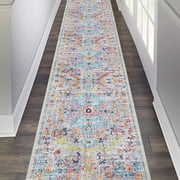 Findosom 2'x10' Vintage Runner Rug 0.4" Distressed Hallway Rug Non Slip Laundry Runner Rug Washable Runner Rug Kitchen Floor Mat Entryway Rug Runner for Laundry
