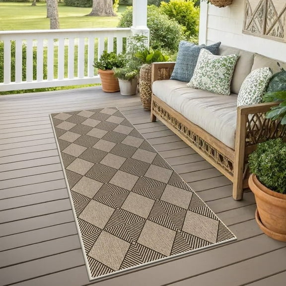 Findosom 2'x5' Jute Washable Runner Rug Non Slip Natural Woven Texture Floor Carpet Farmhouse Rug for Living Room,Bedroom,Kitchen,Entryway,Outdoor,Patio Rug,Stain Resistant Rustic Rugs,Brown