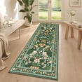 thumbnail image 1 of Findosom 2'x6' Washable Runner Rug for Hallway,Non Slip Floral Laundry Runner Rugs,Low Pile Faux Wool Floor Mat Stain Resistant Carpet Runner Rug for Bedroom Kitchen Living Room Entrance,Green, 1 of 8