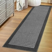 Findosom 2'x6' Hallway Runner Rug Non Slip Entryway Mat with Rubber Backing Machine Washable Laundry Runner Rug Long Indoor Doormat Entrance Floor Mat Runner for Garage Kitchen Laundry Black