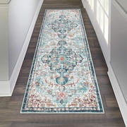 Findosom 2'x6' Vintage Runner Rug 0.4" Distressed Hallway Rug Non Slip Laundry Runner Rug Decor Rug Washable Runner Rug Kitchen Floor Mat Entryway Rug Runner fo