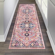 Findosom 2'x6' Vintage Runner Rug Distressed Hallway Runner Rug, Non Slip Machine Washable Low Pile Rugs for Living Room, Entryway, Bedroom, Kitchen and Corrido