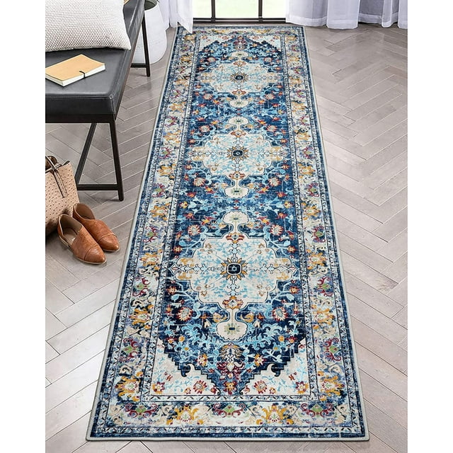 Findosom Vintage Boho 2'x8.2' Runner Rug, NonSlip, Machine Washable
