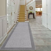 Findosom 2'x8' Hallway Runner Rug Non Slip Entryway Mat with Rubber Backing Machine Washable Laundry Runner Rug Long Indoor Doormat Entrance Floor Mat Runner for Garage Kitchen Laundry Gray