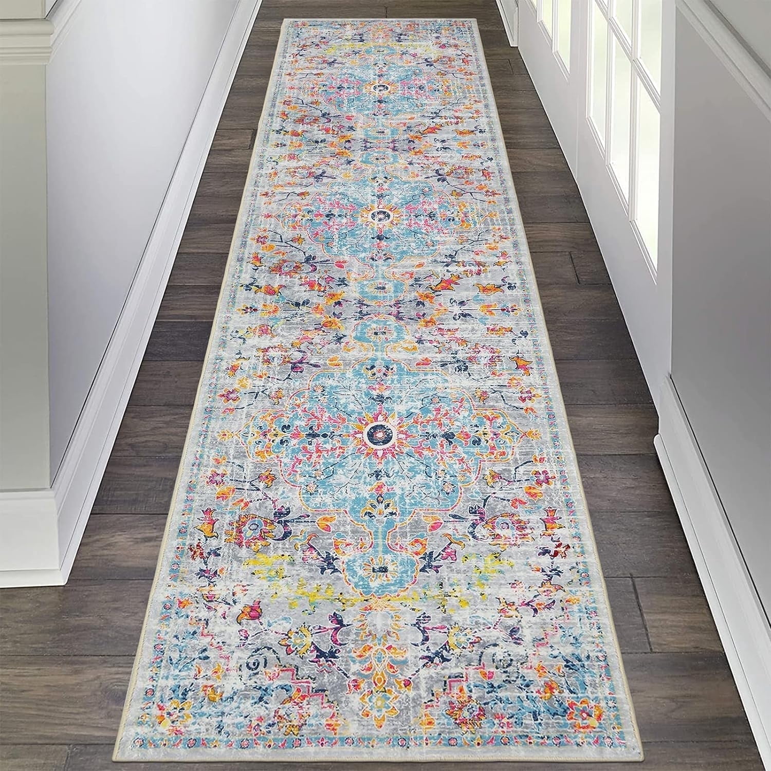 Distressed Runner Rugs Findosom Vintage 2'x8' Distressed Runner Rug Washable Hallway Floor Mat ...
