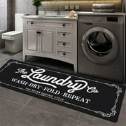 Findosom 20"x60" Farmhouse Laundry Room Rug Non Slip Rubber Laundry Runner Rug Waterproof Washable Indoor Laundry Rugs and Mats for Kitchen Floor Laundry Room Bathroom Hallway Entryway Decor Black