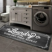 Findosom 20"x60" Farmhouse Laundry Room Runner Rug,Non Slip Heavy Duty Rubber Backing Washable Runner Rugs for Kitchen Floor Laundry Room Bathroom Hallway Entryway Area Rugs,Dark Gray