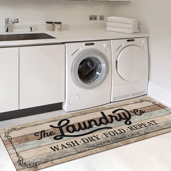 Findosom 20"x60" Farmhouse Laundry Room Runner Rug,Non Slip Heavy Duty Rubber Backing Washable Runner Rugs for Kitchen Floor Laundry Room Bathroom Hallway Entryway Area Rugs,Wood