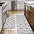 thumbnail image 1 of Findosom 20"x32"+20"x48" 2pcs Kitchen Rug Set Non Slip Kitchen Runner Rug and Doormat Washable Kitchen Mats Set Indoor Doormat Runner Rugs for Kitchen Laundry Hallway Entryway Grey Floral, 1 of 7