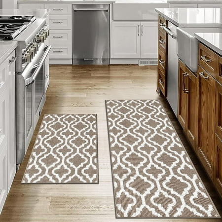 Findosom 20"x32"+20"x48" 2pcs Kitchen Rug Set Non Slip Kitchen Runner Rug and Doormat Washable Kitchen Mats Set Indoor Doormat Runner Rugs for Kitchen Laundry Hallway Entryway Coffee Floral