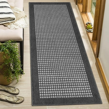 Findosom 20"x59" Hallway Runner Rug Non Slip Entryway Mat with Rubber Backing Machine Washable Laundry Runner Rug Long Indoor Doormat Entrance Floor Mat Runner for Garage Kitchen Laundry Black