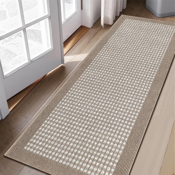 Findosom 20"x59" Hallway Runner Rug Non Slip Entryway Mat with Rubber Backing Machine Washable Laundry Runner Rug Long Indoor Doormat Entrance Floor Mat Runner for Garage Kitchen Laundry Beige