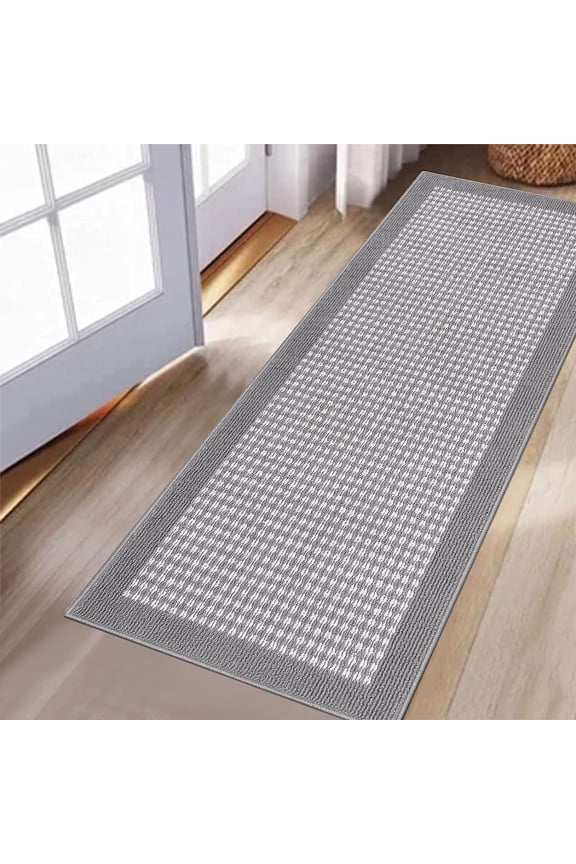20"x59" Hallway Runner Rug Non Slip Entryway Mat with Rubber Backing Machine Washable Laundry Runner Rug Long Indoor Doormat Entrance Floor Mat Runner for Garage Kitchen Laundry Gray