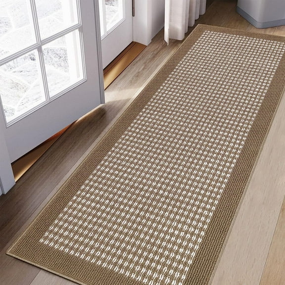 Findosom 20"x59" Hallway Runner Rug Non Slip Entryway Mat with Rubber Backing Machine Washable Laundry Runner Rug Long Indoor Doormat Entrance Floor Mat Runner for Garage Kitchen Laundry Brown