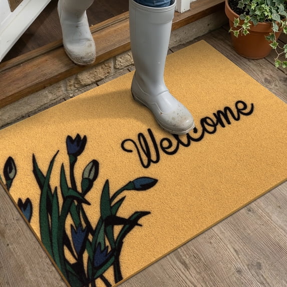 Findosom 24"x36" Door Mat Front Doormat Dirt Trapping Welcome Mat, Indoor Outdoor Washable Entrance Mat Stain Resistant Natural Low Profile Entry Rug for Porch Patio Kitchen Backdoor Home Decor