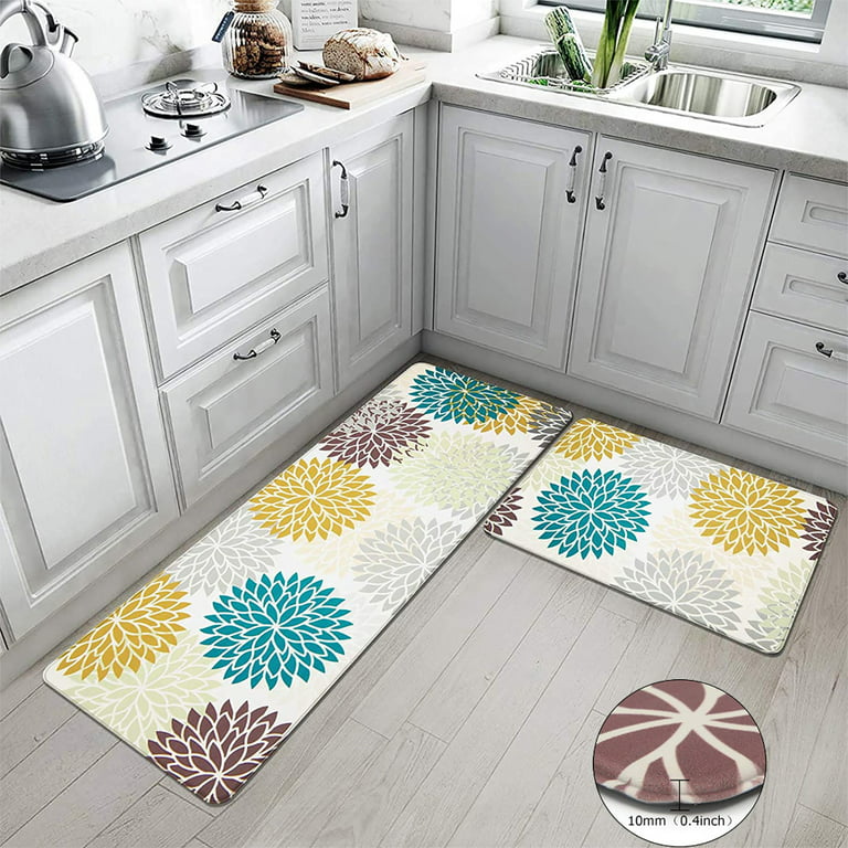 Findosom 2pcs Anti Fatigue Kitchen Rug and Mat Set 0.4 Thick Kitchen  Runner Rug Mats Set of 2 Non-Skid & Washable & Waterproof Comfort Standing  Mat for Home, Office, Sink 17x48+17x28 Colorful 