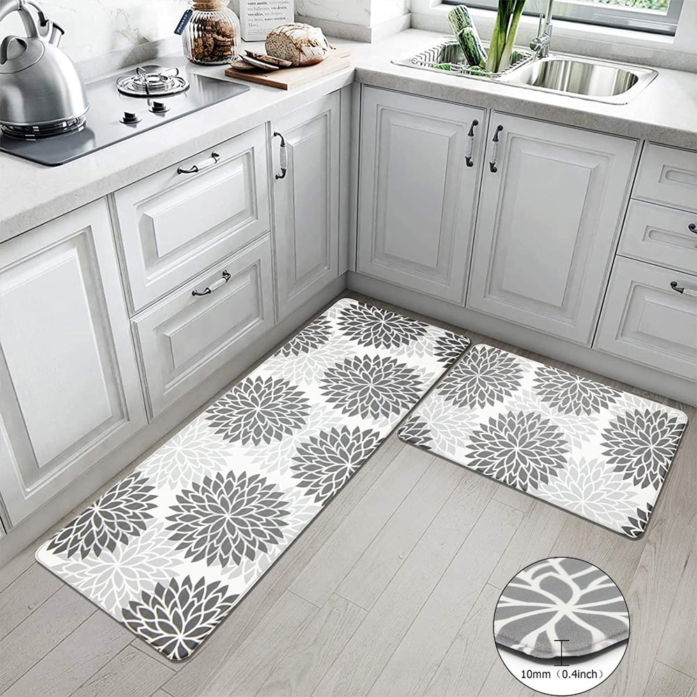 HEBE Farmhouse Anti Fatigue Kitchen Mats Set of 2 Thick Cushioned