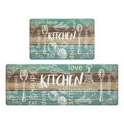 Findosom 2pcs Anti Fatigue Kitchen Rug Mat Set,Waterproof Oil-proof Non Slip Kitchen Runner Rug,0.4" PVC Thick Ergonomic Cushioned Standing Mat for Kitchen, Sink, Laundry Foam Rug 18"x30"+18"x47"
