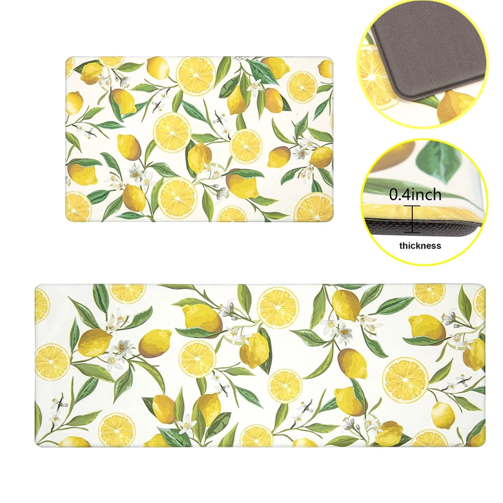 Findosom 2pcs Anti Fatigue Kitchen Rug Set 0.4" Thick PVC NonSlip Kitchen Runner Rug and Mat