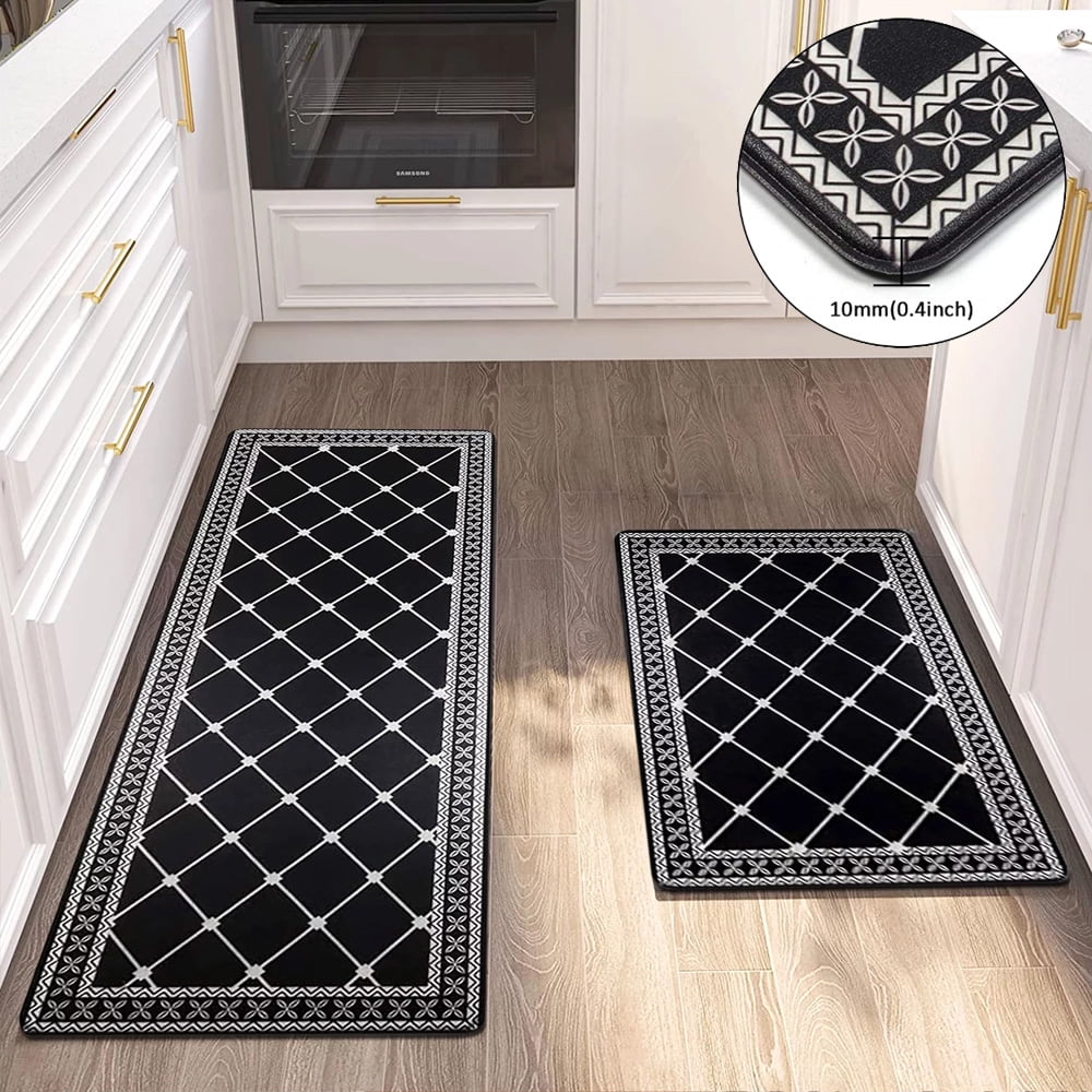 Findosom 2pcs Anti Fatigue Kitchen Rug and Mat Set 0.4 Thick Kitchen  Runner Rug Mats Set of 2 Non-Skid & Washable & Waterproof Flower Comfort  Standing Mat for Home, Office, Sink 17x48+17x28
