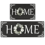 Findosom 2pcs Anti Fatigue Kitchen Rug Set,18"x30"+18"x47" Waterproof Non Slip Kitchen Runner Rug,0.4" Thick Cushioned Kitchen Floor Mats,Ergonomic Standing Mats Back Pain Relief Laundry Foam Rug