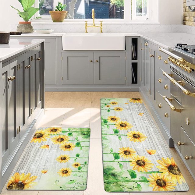 Findosom 2pcs Anti Fatigue Kitchen Rug Set Non Slip Waterproof