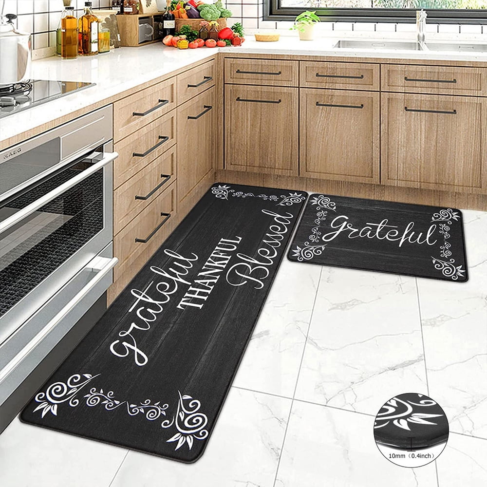Findosom 2pcs Anti Fatigue Kitchen Rug Set Waterproof Oilproof Wipe Clean Non Slip Kitchen
