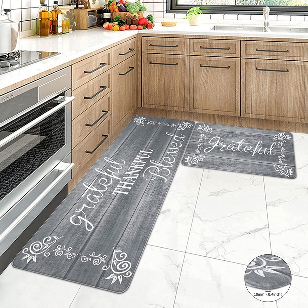 Findosom 2pcs Anti Fatigue Kitchen Rug Set Waterproof Oilproof Wipe