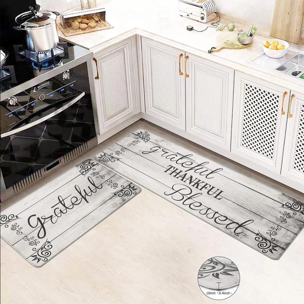 Findosom 2pcs Anti Fatigue Kitchen Rug Set Waterproof Oilproof Wipe