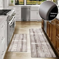 Findosom 2pcs Anti-Fatigue Kitchen Rugs Set Non Slip Waterproof Kitchen Runner Rug and Mat 0.4" Thickness Comfort Standing Mat for Kitchen, Floor, Office, Sink, Laundry 18"x47" 18"x30" Brown